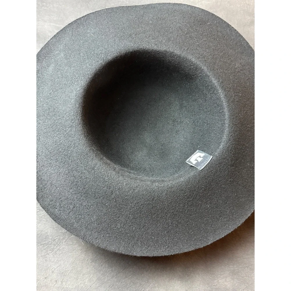 Goorin Bros Black Wool Felt Wide Brim Floppy Hat Round Crown Fedora Boho